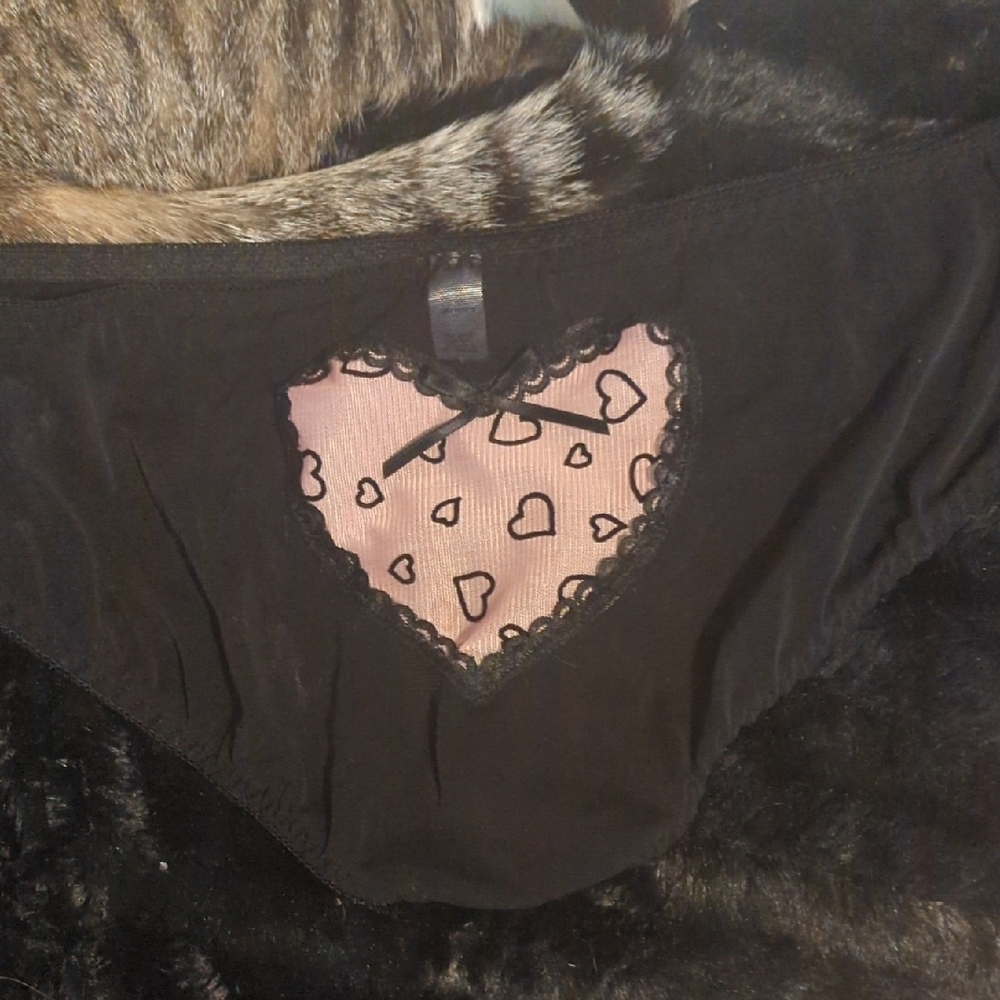 Black and Pink Heart Lace Women's Panties